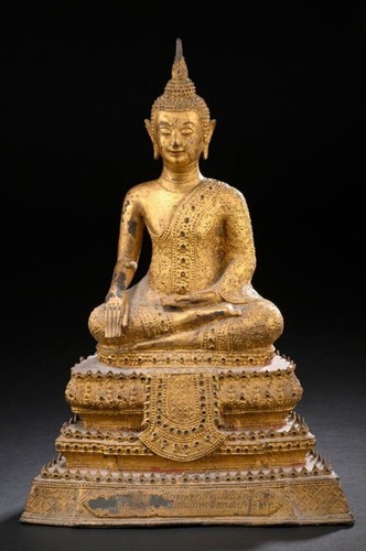 Statue bouddha bronze - statue, en