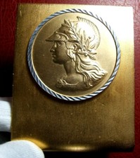 Art Deco Marianne with worrier helmet gold plated table medal