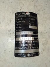 Suzuki TS125 / TS 125 1976 - Plaque cadre / indentification / plaque Mines