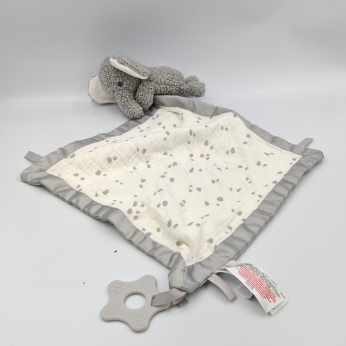Doudou éléphant gris blanc