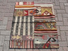 Petit tapis patchwork fait main 3 x 4 - tapis vintage Kilim Area pour salon