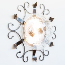 Plafond Grande Fer Forgé Avec Verre Et Deux Douilles À Deux Lumières