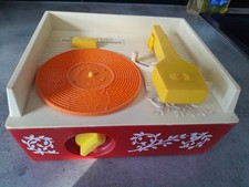 VINTAGE COLLECTOR TOURNE DISQUE ENFANT FISHER PRICE AVEC 5 DISQUES JOUET ANCIEN