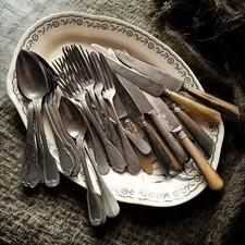 Mismatched Antique Cutlery Set – 30 Pieces. Early 1900s Antique Flatware