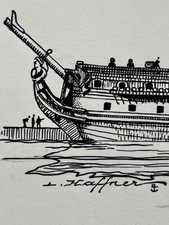 Encre originale bateau peintre