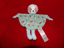 Doudou Plat Tom & Kiddy Bisous d'Ange Paresseux Bleu Vert Feuille Pois