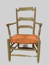 Fauteuil Provençal en hêtre patiné Assisse en paille  XX siècle