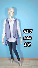 See U Soon Taille S/M 38 Superbe gilet long blanc bleu rayures cardigan