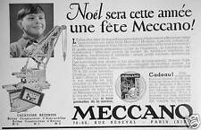 PUBLICITÉ NOËL SERA CETTE ANNÉE INE FÊTE MÉCCANO BOITES CONSTRUCTEUR AUTO AVIONS