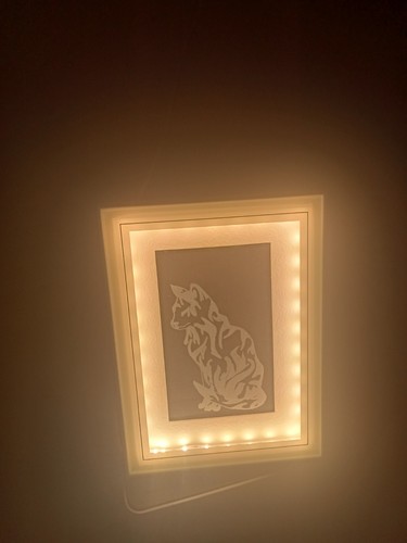 Cadre lumière gravure chat - ,,