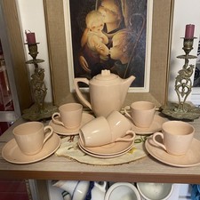 Partie de service à café Digoin Sarreguemines Rose poudre