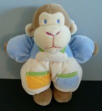 61. DOUDOU PELUCHE  AJENA SINGE SALOPETTE BLEU JAUNE BLANC  GRELOT  ETAT NEUF*
