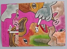 Collage D'Aquarelle Art Brut " Est Ce Que Ça Vous Dérange Si Je Fume"42/29.7...