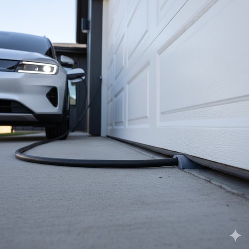 Garage door charging - ev, cable