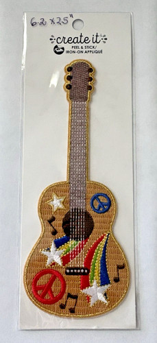 Guitar embroidered applique - embroidered,
