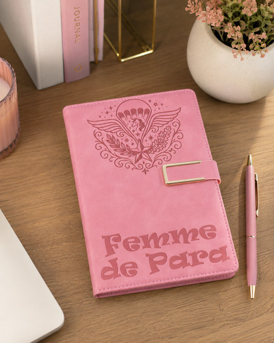 Carnet rose cuir pu - en,