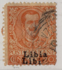 ITALIE !  Timbre ancien surcharge de LIBYE depuis 1912 n°6a Double surcharge