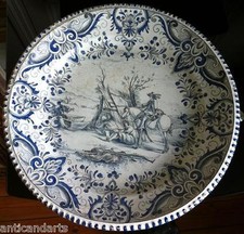 Grand plat faience xixeme - grand,