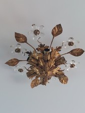 Plafonnier Laiton Doré  6 Lumières - 1970   