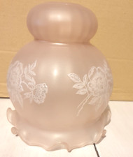 GLOBE opaline rose  décor fleurs trés bon état VINTAGE