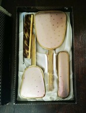 Vintage Coffret Nécessaire De Coiffure 4 Pièces Face À Main Brosse À Cheveux... 