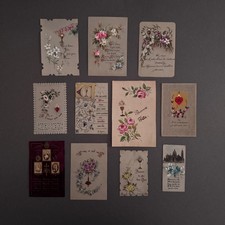 Lot de 11 cartes en celluloïd ancienne Bonne Fête Montmartre M3737