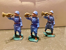 QUIRALU COFALU LOT DE 3 SOLDATS AVEC TROMPETTE  en plomb marqué BF jouet ancien