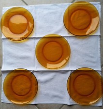 Lot 10 assiettes dessert (moyennes) vintage couleur ambrée ambre orange DURALEX