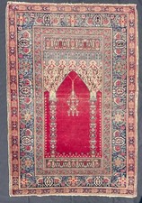antique Ottoman Ghiordes Turkish prayer rug tapis prière turc teppich 177x120cm