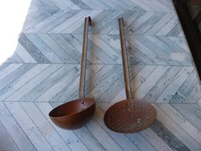 ECUMOIRE LOUCHE EN CUIVRE ET LAITON