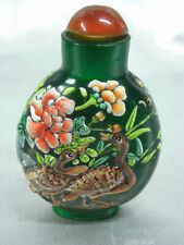 ANCIENNE TABATIERE FLACON PATE DE VERRE EMAILLE ASIATIQUE CHINE CHINA SNUFFBOX