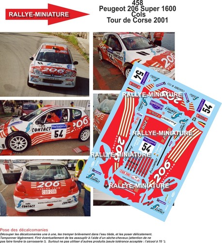 Decals ref 0458 peugeot - 1/18,