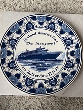 Holland America Line- The Inaugural Ms Rotterdam VI 1997 Blauw Delft Plate - New