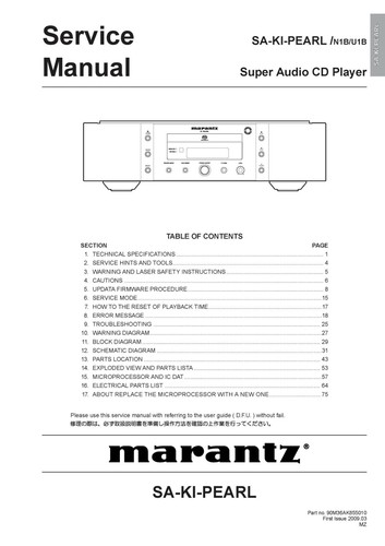 Service manuel instructions - manuel, d'instructions