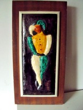 Ancienne plaque cèramique vallauris Polichinelle commedia dell' art annees 50/60