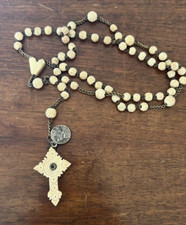 Chapelet Rosaire Perles Blanches Corozo Souvenir D' Hiponne