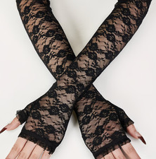 Gants Dentelle Noire Sans