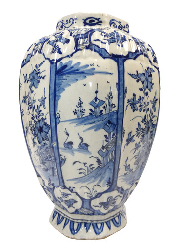 Vase chinoiserie bleu delft - de,