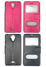 Wiko UFELL Etui Portefeuille Rabat Fenetre Noir Rose