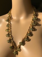 Collier vintage CLAIRE DEVE Résine Verte non signé