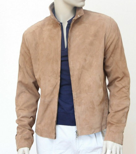 Veste cuir daim beige pour - en,