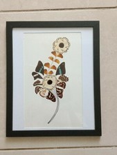 Tableau fleurs en ailes de papillons 37*32 cm très bon état
