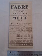 EXTRAIT CATALOGUE GENERAL 1935 FABRE N 680 GRAINES METZ MOSELLE