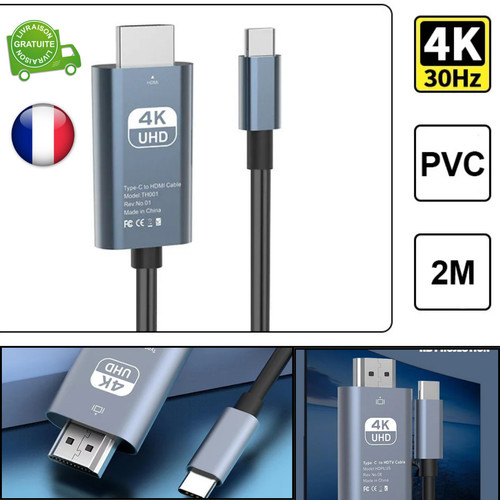 Câble usb vers hdmi 2m - usb-c,