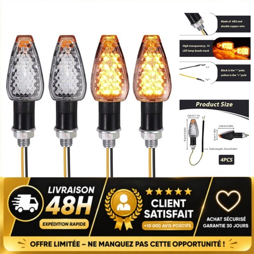 Clignotants moto led 12v - 4x,