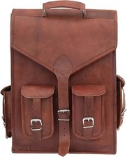 Sac à dos voyage homme sac en cuir chèvre véritable ordinateur portable marro...