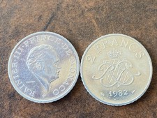 Pièce de monnaie coin money MONACO 2 Francs 1982 prince RAINIER III état scan