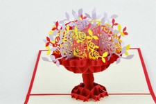 Carte pop up 3D fait main Kirigami CORNUCOPIA meilleurs voeux anniversaire NOEL 