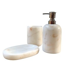 Set de Salle Bain Marbre Blanc
