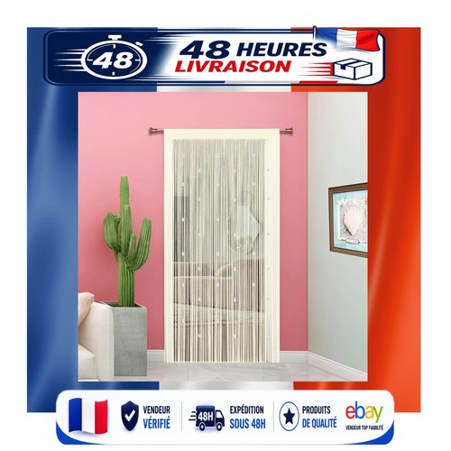 Rideau fil perles champagne